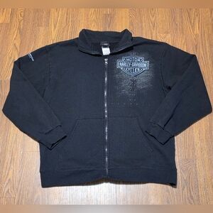 Harley-Davidson Mens Large Full-Zip Collar 2010 Eagle Back Graphic Biker Y2K E6